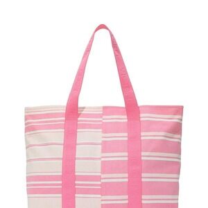 Victoria's Secret Heritage Striped Pink Canvas Tote Bag